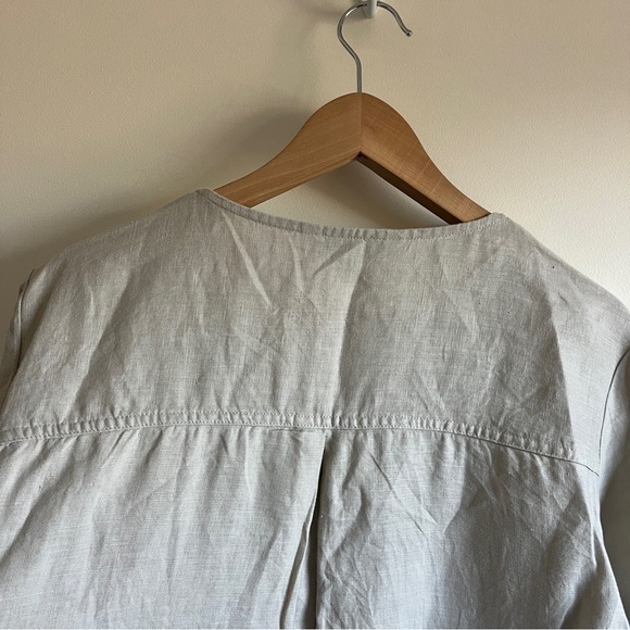 Company Ellen Tracy Tunic Top Linen Zip 3/4 Sleeves Sandstone Beige Size Large - Picture 8 of 8